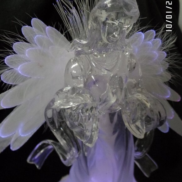 Color Changing Praying Angel Lucite/Acrylic 12" Fiber Optic Excellent - Picture 3 of 10